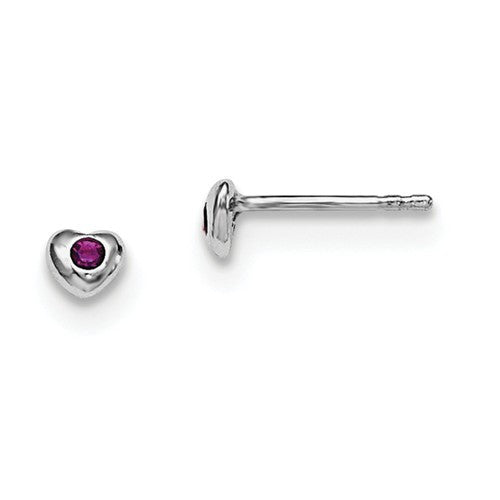Sterling Silver Child's Preciosca Crystal Birthstone Heart Earrings- Sparkle & Jade-SparkleAndJade.com QGK188FEB