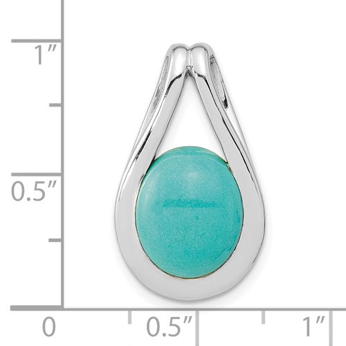 Sterling Silver Chinese Turquoise Oval Pendant- Sparkle & Jade-SparkleAndJade.com QP5639