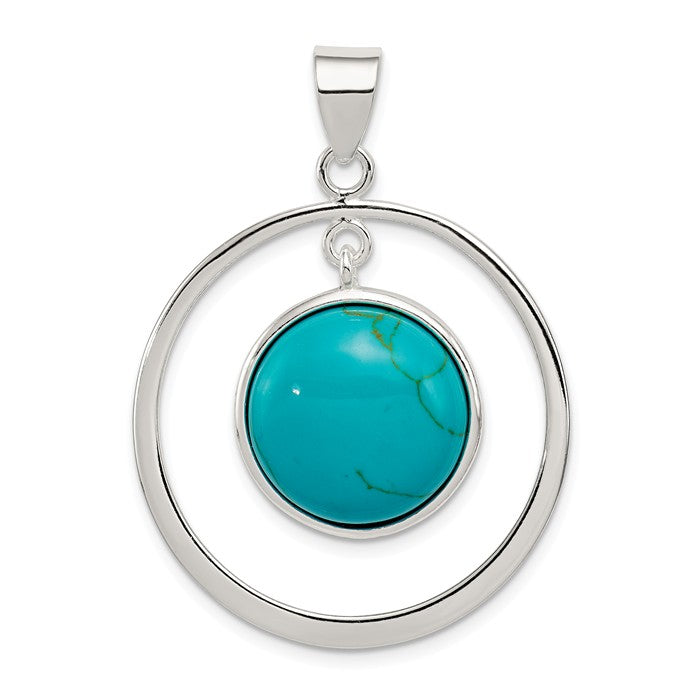 Sterling Silver Circle Turquoise Pendant- Sparkle & Jade-SparkleAndJade.com QP1319
