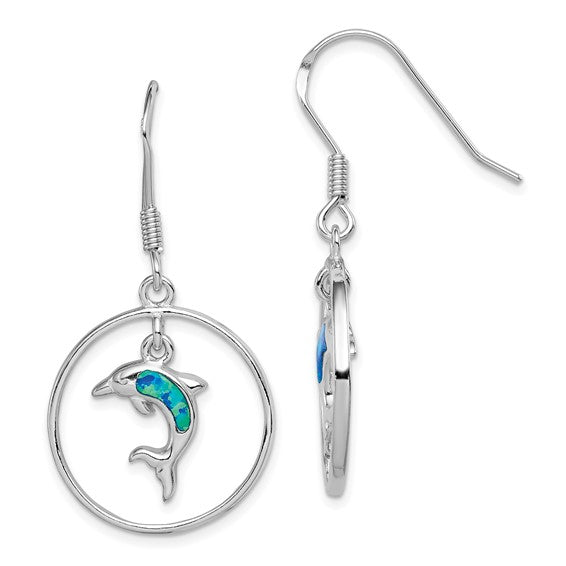 Boucles D'oreilles Créoles Dauphins - Plaqué Or 18 Carats - Cadeau Noël - Neuf Sans Emballage