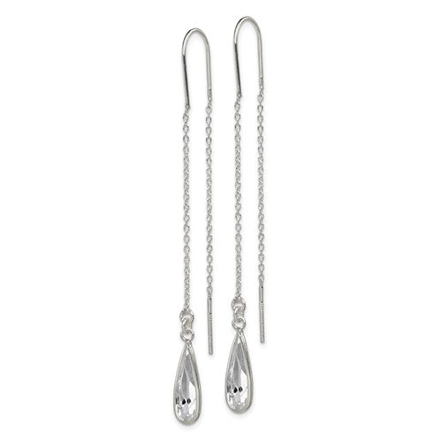 Sterling Silver Clear Crystal Teardrop Threader Earrings- Sparkle & Jade-SparkleAndJade.com QE2067