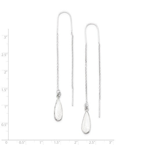 Sterling Silver Clear Crystal Teardrop Threader Earrings- Sparkle & Jade-SparkleAndJade.com QE2067