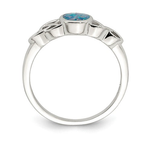 Sterling Silver Created Opal Celtic Knot Ring- Sparkle & Jade-SparkleAndJade.com 
