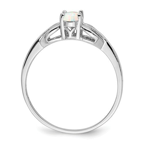 Sterling Silver Created Oval Opal Heart Design Ring- Sparkle & Jade-SparkleAndJade.com 