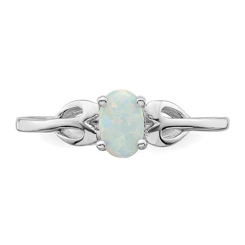 Sterling Silver Created Oval Opal Heart Design Ring- Sparkle & Jade-SparkleAndJade.com 