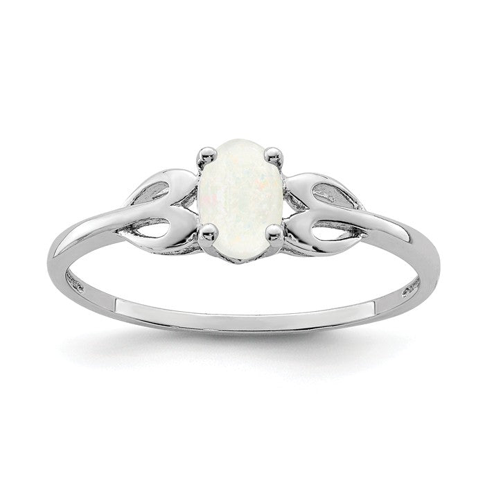 Sterling Silver Created Oval Opal Heart Design Ring- Sparkle & Jade-SparkleAndJade.com QBR20OCT-5