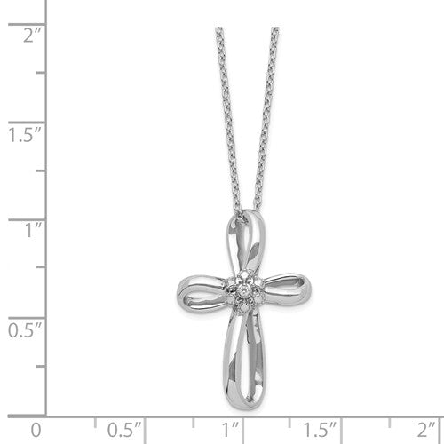 Sterling Silver Cross Diamond 18" Necklace- Sparkle & Jade-SparkleAndJade.com QG2058-18