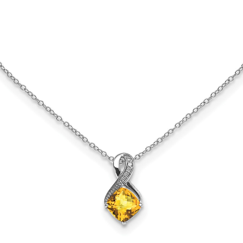 925 Sterling Silver Citrine Pendant, Cushion Cut, offers Wholesale Pricing