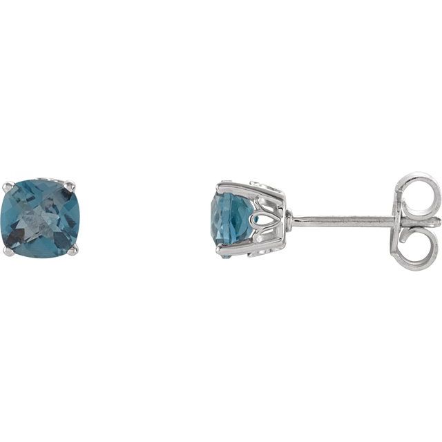 Sterling Silver Cushion Cut Gemstone Earrings- Sparkle & Jade-SparkleAndJade.com 28190:70028:P