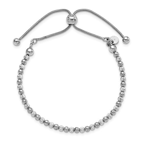 Sterling Silver D/C Bead Adjustable Bolo Bracelet- Sparkle & Jade-SparkleAndJade.com QLF591