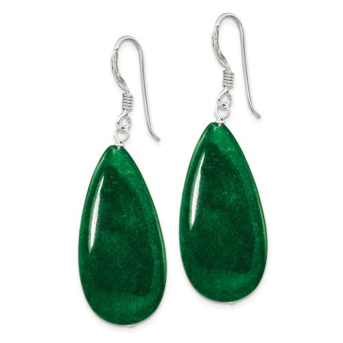 Sterling Silver Dark Green Jade Dangle Earrings- Sparkle & Jade-SparkleAndJade.com QE5897
