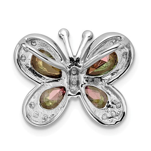 Sterling Silver Dark Mystic Rainbow CZ Butterfly Pendant- Sparkle & Jade-SparkleAndJade.com QP4346