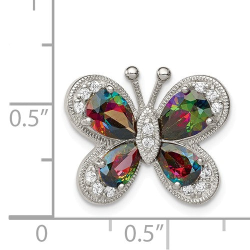 Sterling Silver Dark Mystic Rainbow CZ Butterfly Pendant- Sparkle & Jade-SparkleAndJade.com QP4346