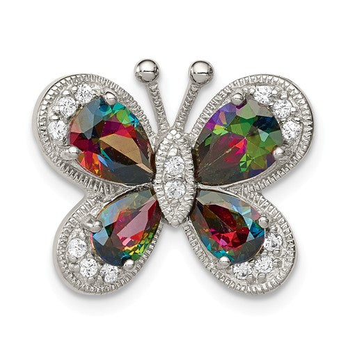 Sterling Silver Dark Mystic Rainbow CZ Butterfly Pendant- Sparkle & Jade-SparkleAndJade.com QP4346