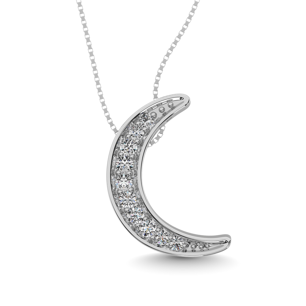 Sterling Silver Diamond 1/10 CT TW Moon Pendant- Sparkle & Jade-SparkleAndJade.com 63404W