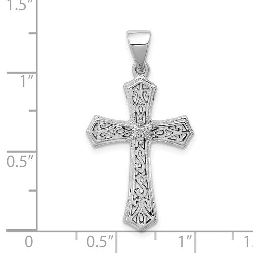 Sterling Silver Diamond Accented Cross Pendant- Sparkle & Jade-SparkleAndJade.com QDX164