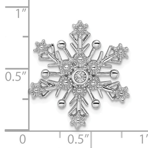 Sterling Silver Diamond Accented Snowflake Chain Slide Pendant- Sparkle & Jade-SparkleAndJade.com QDX1268