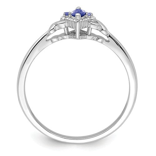 Sterling Silver Diamond And Marquise Cut Tanzanite Ring- Sparkle & Jade-SparkleAndJade.com 