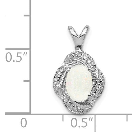 Sterling Silver Diamond And Oval Gemstone Pendants- Sparkle & Jade-SparkleAndJade.com 