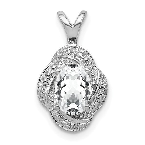 Sterling Silver Diamond And Oval Gemstone Pendants- Sparkle & Jade-SparkleAndJade.com QBPD12APR