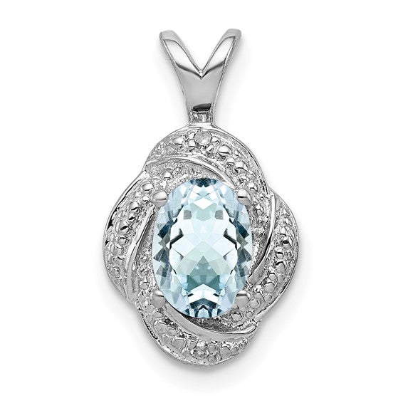 Sterling Silver Diamond And Oval Gemstone Pendants- Sparkle & Jade-SparkleAndJade.com QBPD12MAR