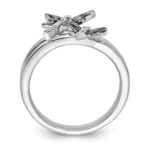 Sterling Silver Diamond Double Dragonfly Ring- Sparkle & Jade-SparkleAndJade.com 