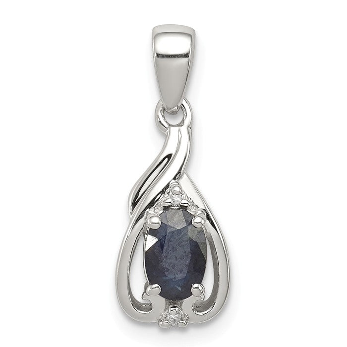 Sterling Silver Diamond & Gemstone Oval Pendants- Sparkle & Jade-SparkleAndJade.com 