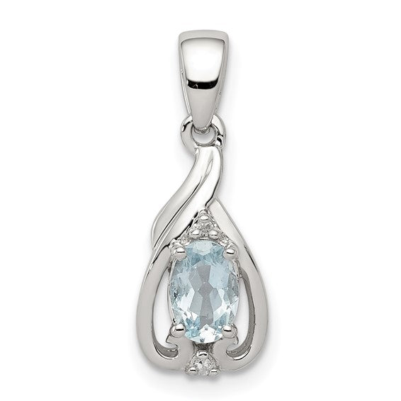 Sterling Silver Diamond & Gemstone Oval Pendants- Sparkle & Jade-SparkleAndJade.com QP2982AQ