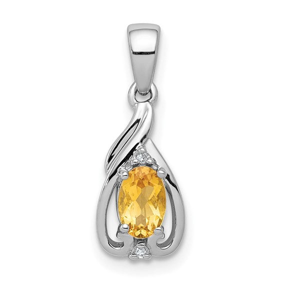 Sterling Silver Diamond & Gemstone Oval Pendants- Sparkle & Jade-SparkleAndJade.com QP2982CI