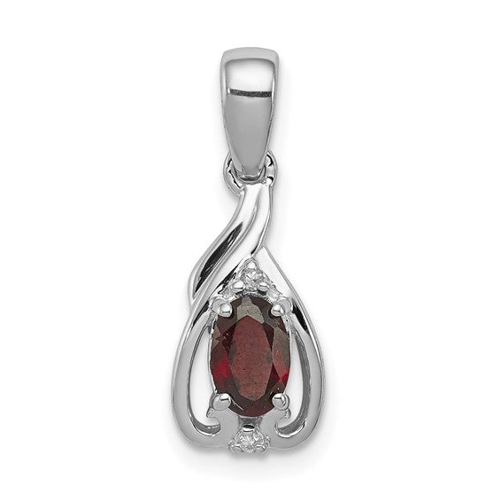 Sterling Silver Diamond & Gemstone Oval Pendants- Sparkle & Jade-SparkleAndJade.com QP2982GA