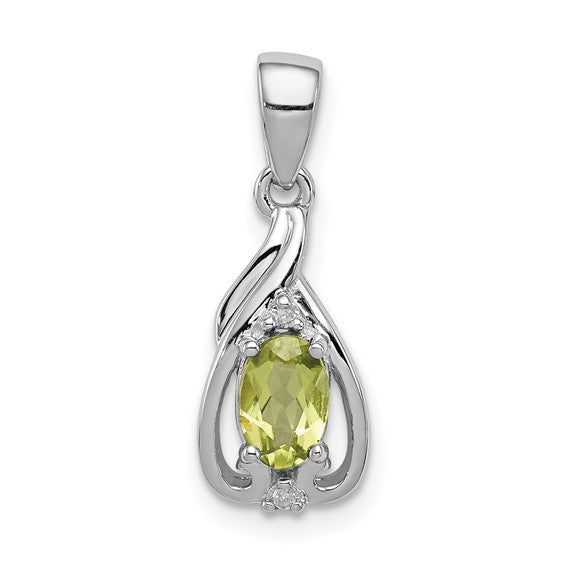 Sterling Silver Diamond & Gemstone Oval Pendants- Sparkle & Jade-SparkleAndJade.com QP2982PE
