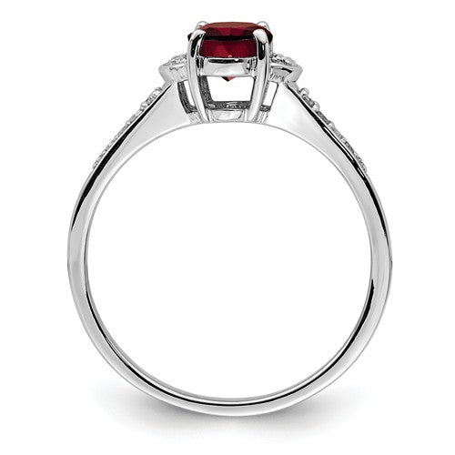 Sterling Silver Diamond & Genuine Oval Garnet Ring- Sparkle & Jade-SparkleAndJade.com 