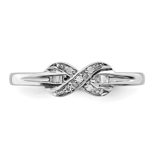 Sterling Silver Diamond Infinity Crossover & Baguette Ring- Sparkle & Jade-SparkleAndJade.com 