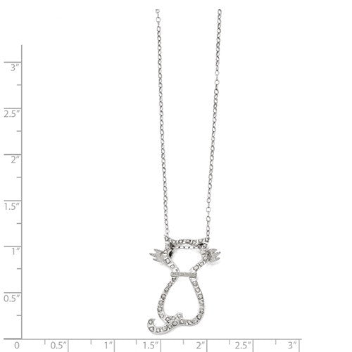 Sterling Silver Diamond Mystique 18in Cat Pendant Necklace- Sparkle & Jade-SparkleAndJade.com QDF100