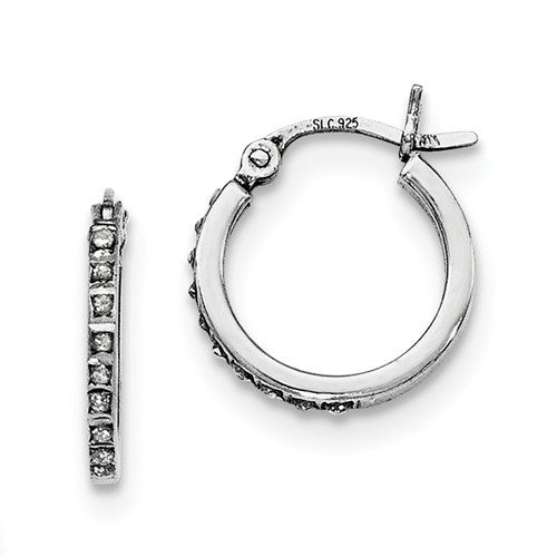 Sterling Silver Diamond Mystique Oval & Round Hoop Earrings Set- Sparkle & Jade-SparkleAndJade.com QDF103