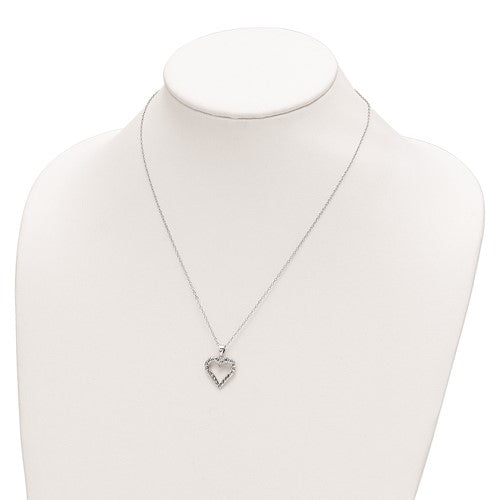 Sterling Silver Diamond Mystique Platinum Plated Heart Necklace- Sparkle & Jade-SparkleAndJade.com QDF181
