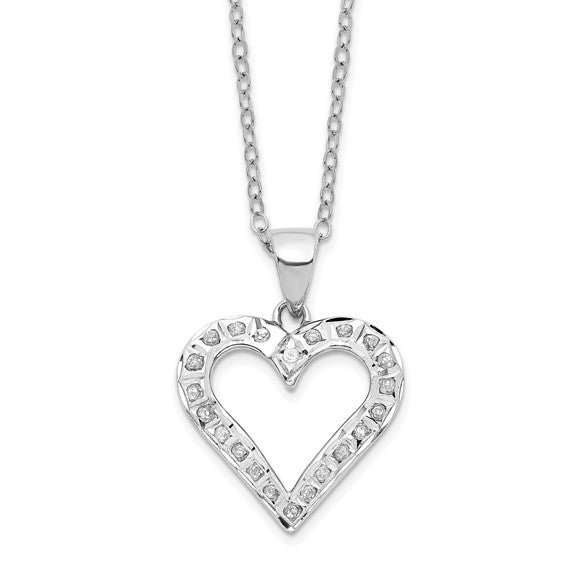 Sterling Silver Diamond Mystique Platinum Plated Heart Necklace- Sparkle & Jade-SparkleAndJade.com QDF181