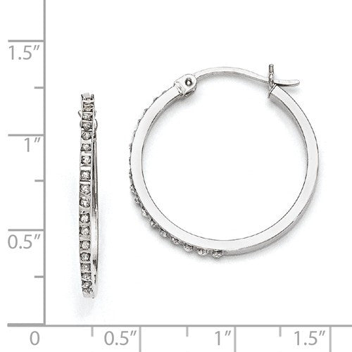 Sterling Silver Diamond Mystique Round Hoop Earrings- Sparkle & Jade-SparkleAndJade.com QDF117