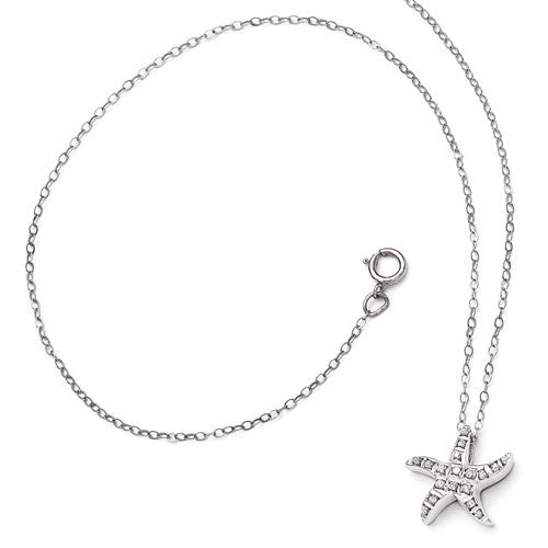 Sterling Silver Diamond Mystique Starfish 18" Necklace- Sparkle & Jade-SparkleAndJade.com QDF144