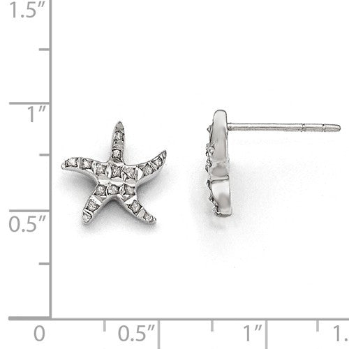 Sterling Silver Diamond Mystique Starfish Stud Earrings- Sparkle & Jade-SparkleAndJade.com QDF149
