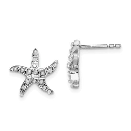 Sterling Silver Diamond Mystique Starfish Stud Earrings- Sparkle & Jade-SparkleAndJade.com QDF149