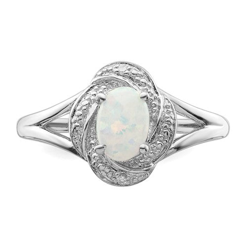 Sterling Silver Diamond & Oval Gemstone Birthstone Rings- Sparkle & Jade-SparkleAndJade.com 
