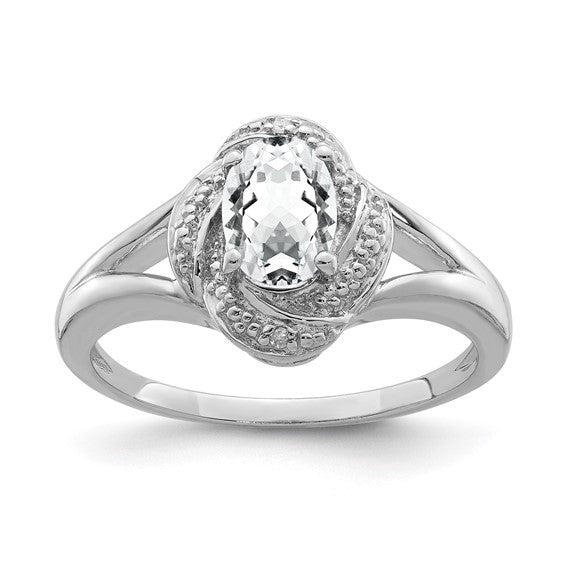 Sterling Silver Diamond & Oval Gemstone Birthstone Rings- Sparkle & Jade-SparkleAndJade.com QBR12APR-5