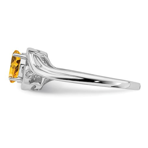 Sterling Silver Diamond & Oval Genuine Gemstone Birthstone Rings- Sparkle & Jade-SparkleAndJade.com 