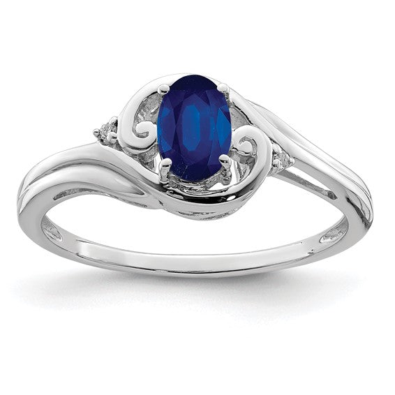 Blue Sapphire Diamond Ring, Sterling Silver Blue Sapphire Ring, Oval Blue Sapphire Silver popular Ring, Sapphire Birthstone Ring, Diamond Sapphire