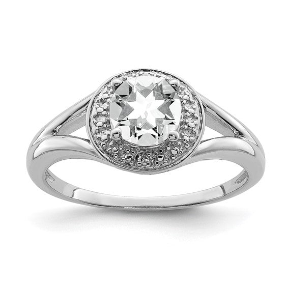 Sterling Silver Diamond & Round Birthstone Halo-Style Rings- Sparkle & Jade-SparkleAndJade.com QBR11APR-5
