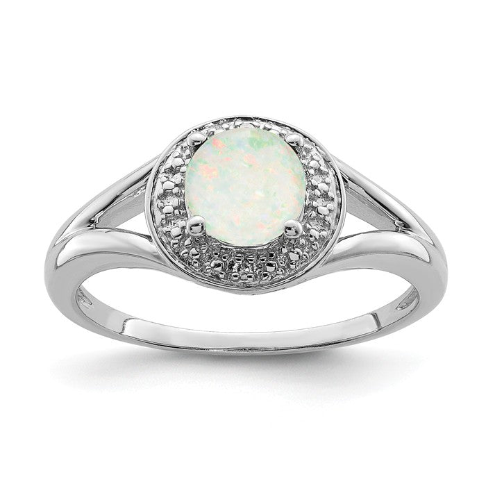 Sterling Silver Diamond & Round Birthstone Halo-Style Rings- Sparkle & Jade-SparkleAndJade.com QBR11OCT-5