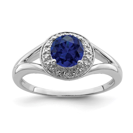 Sterling Silver Diamond & Round Birthstone Halo-Style Rings- Sparkle & Jade-SparkleAndJade.com QBR11SEP-5