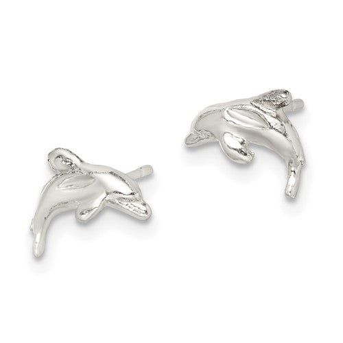 Sterling Silver Dolphin Mini Stud Earrings- Sparkle & Jade-SparkleAndJade.com QE110