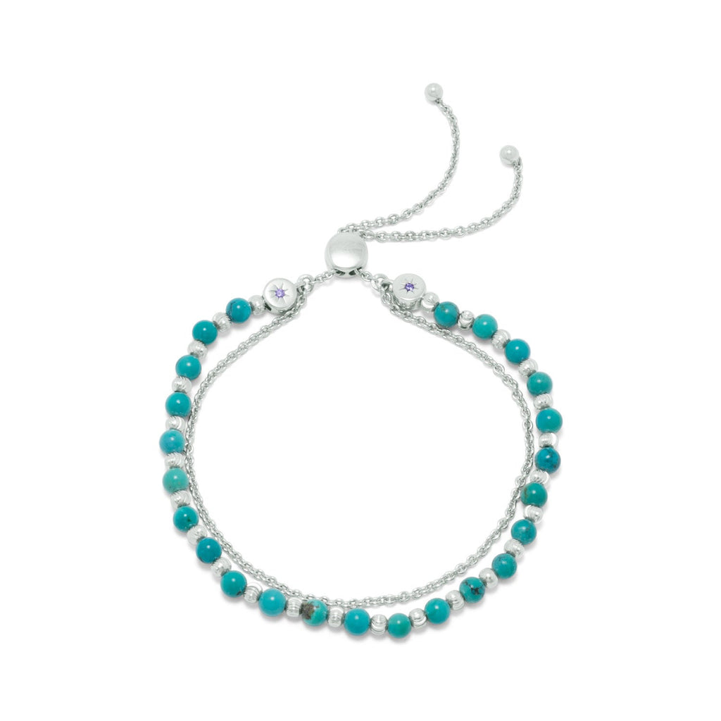 Sterling Silver Double Strand Reconstituted Turquoise Bolo Bracelet- Sparkle & Jade-SparkleAndJade.com 23546